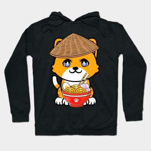 Funny orange cat is eating noodles Hoodie